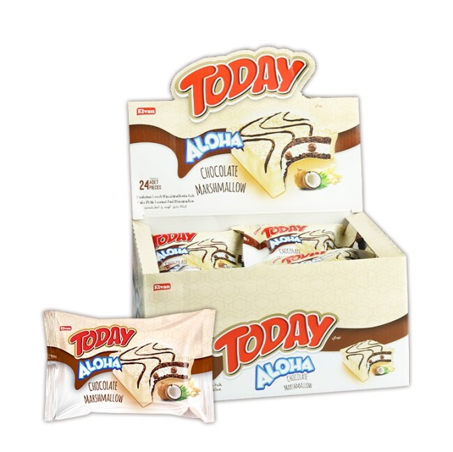 Aloha Beyaz Çikolatalı Marshmallowlu 35 Gr. 24 Adet (1 Kutu) - Elvan