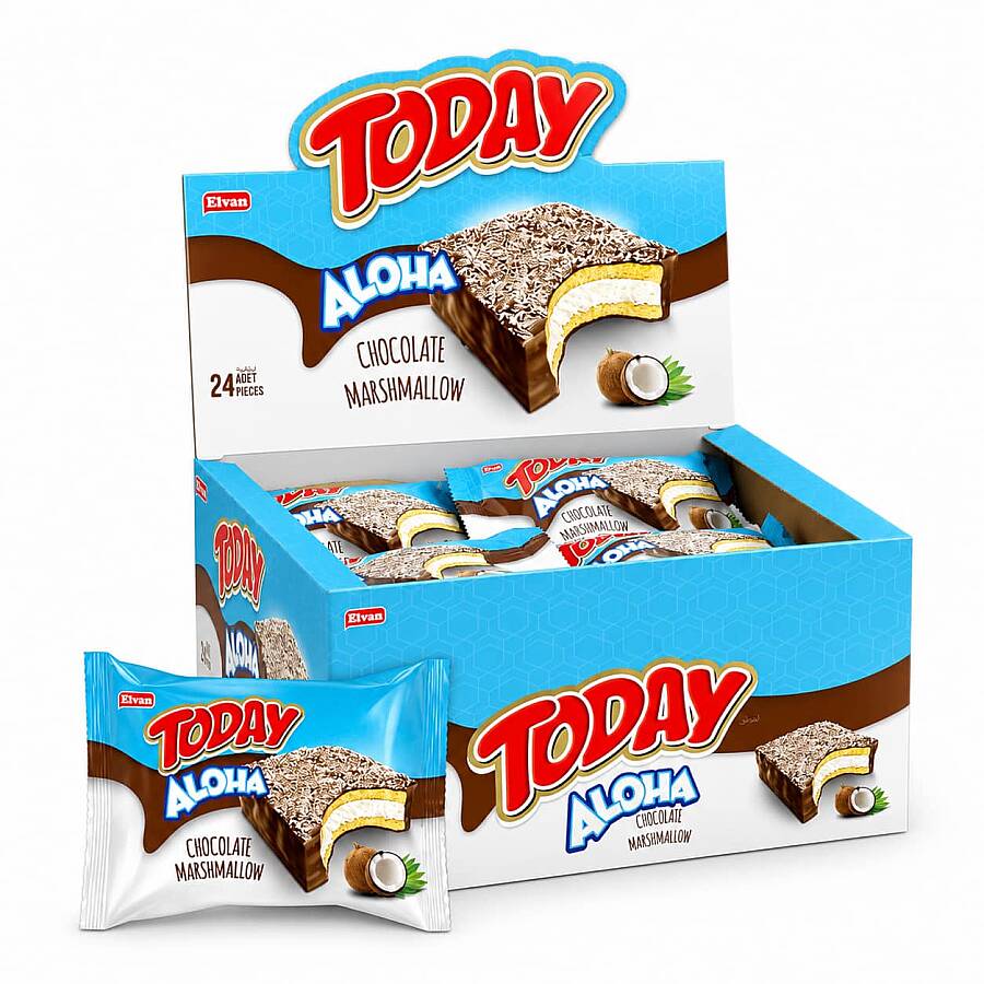 Aloha Hindistan Cevizli Marshmallowlu 35 Gr 24 Adet (1 Kutu) - 1