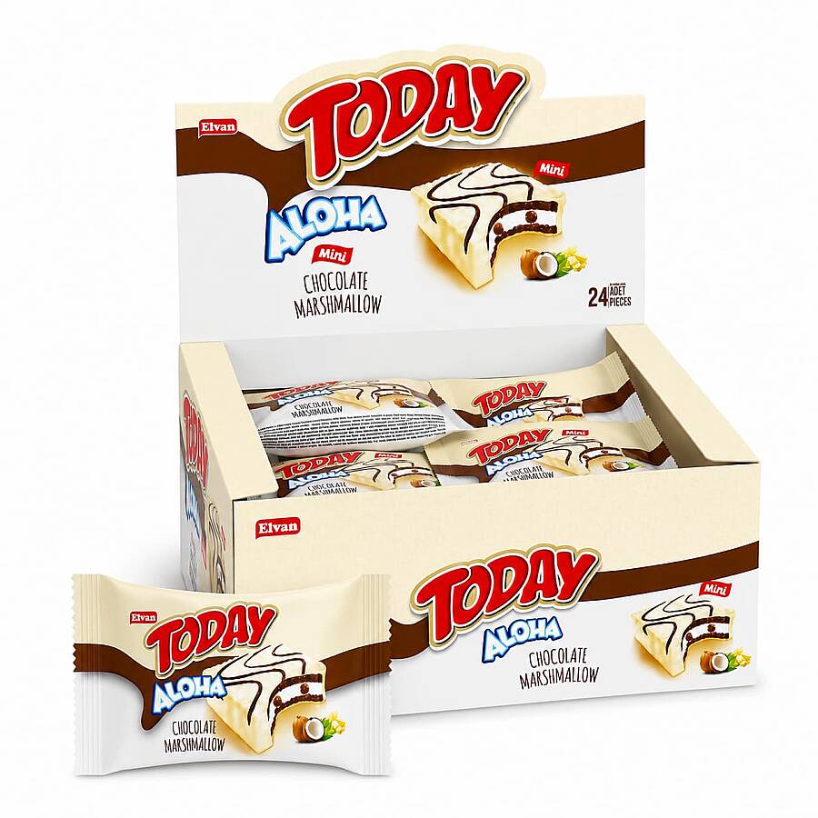 Aloha Mini Beyaz Çikolatalı Marshmallowlu 20 Gr. 24 Adet (1 Kutu) - 1