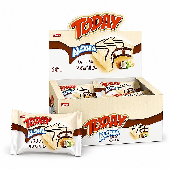 Aloha White Chocolate with Marshmallow 35 Gr. 24 Pieces (1 Box) - Today