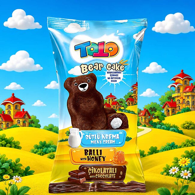Toto Bear Kek Ballı Süt Kremalı Çikolatalı Kek 40 Gr. 24 Adet (1 Kutu) - 4