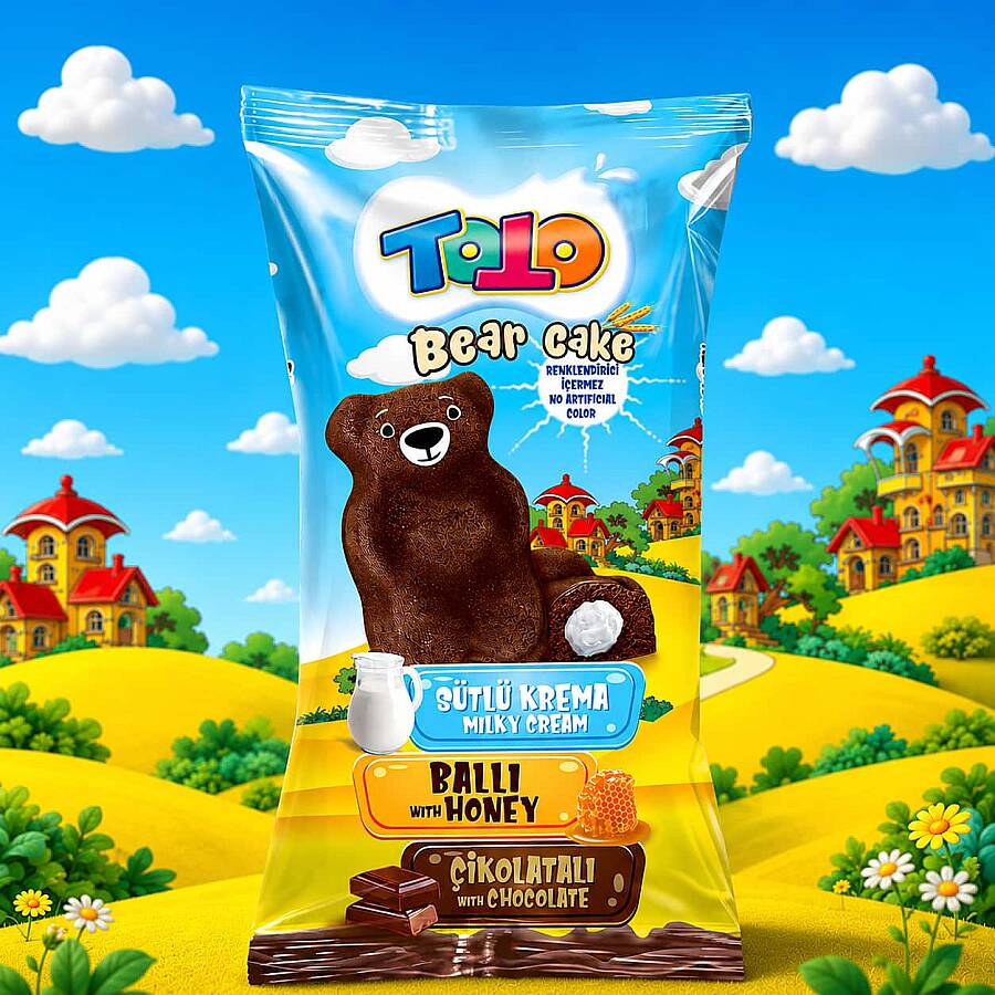 Toto Bear Kek Ballı Süt Kremalı Çikolatalı Kek 40 Gr. 24 Adet (1 Kutu) - 4