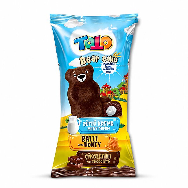 Toto Bear Kek Ballı Süt Kremalı Çikolatalı Kek 40 Gr. 24 Adet (1 Kutu) - 3