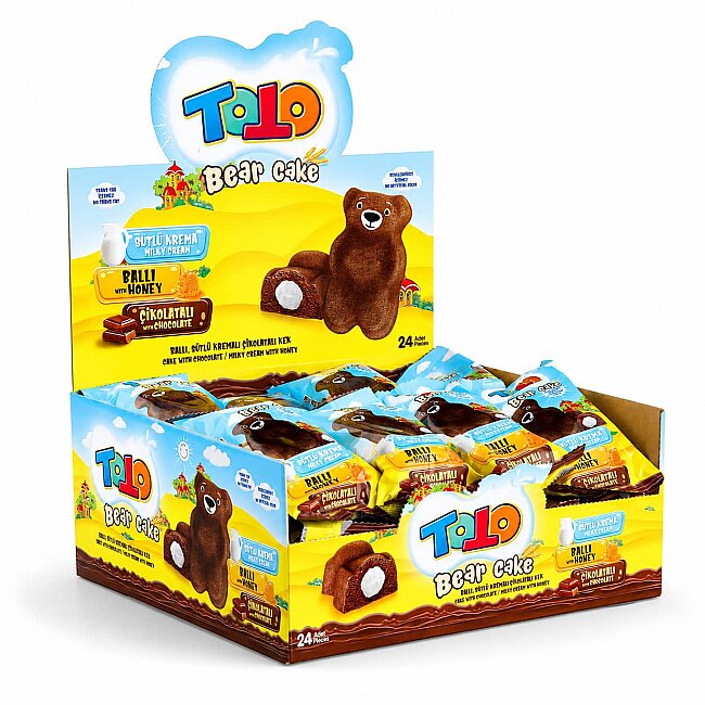 Toto Bear Kek Ballı Süt Kremalı Çikolatalı Kek 40 Gr. 24 Adet (1 Kutu) - 2