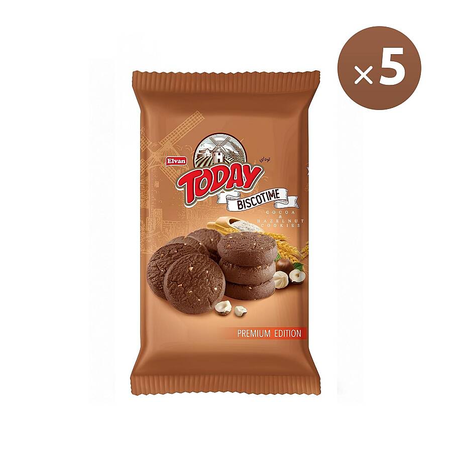 Biscotime Kakaolu Fındık Parçacıklı Kurabiye 250 Gr. (5 Paket) - 1