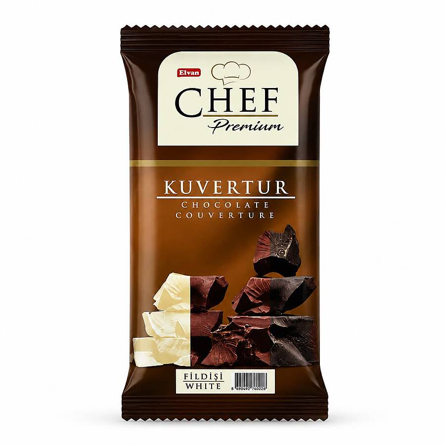 Chef Premium Beyaz Çikolata Mini Kuvertür 200 Gr. (1 Adet) - 1