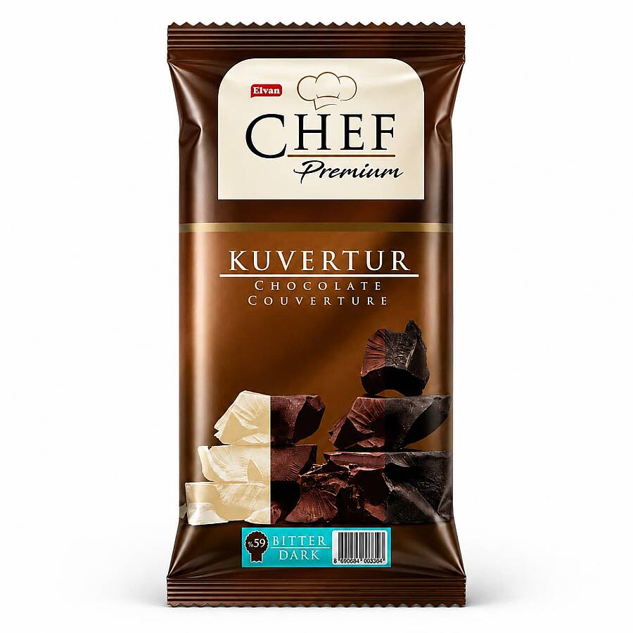 Chef Premium Yüzde 59 Bitter Mini Kuvertür 200 Gr. (1Adet) - 1
