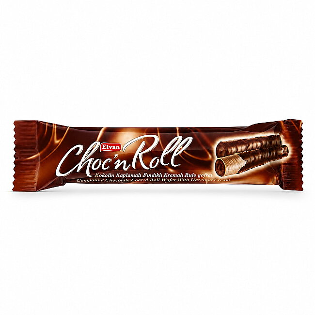 Choc N Roll Cocoa Coated Hazelnut Cream Roll Wafer 16 Gr. 24 Pieces (1 Box) - 2