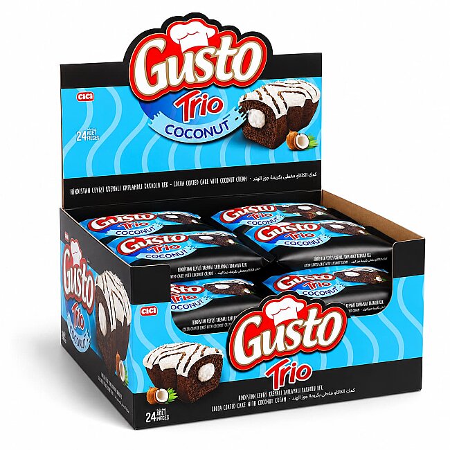 Cici Gusto Trio Hindistan Cevizli Aromalı ve Kakaolu 40Gr.24 Adet (1 Kutu) - 1