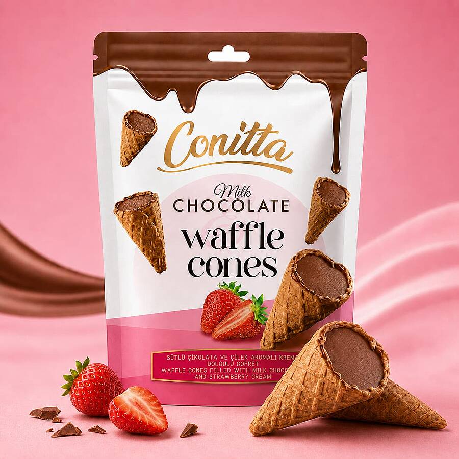 Conitta Çilek Aromalı ve Sütlü Çikolatalı Gofret 80 Gr. (1 Paket) - 2