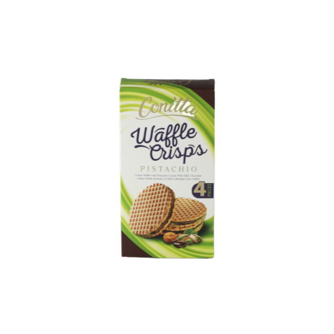 Conitta Waffle Crisps Antep Fıstıklı Sütlü Çikolatalı Gofret 100 Gr. (1 Paket) - CONİTTA