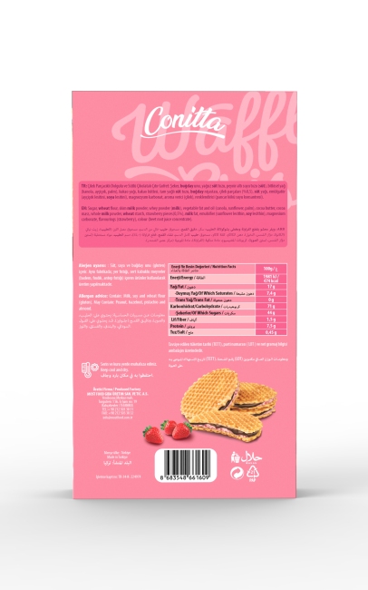 Conitta Waffle Crisps– Çilek Kremalı ve Sütlü Çikolatalı Çıtır Gofret 100 Gr. (1 Paket) - 2