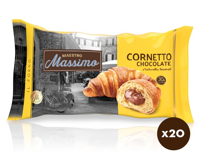 Cornetto Chocolate (Chocolate Croissant) 45 Grams 20 Pieces (1 Box) - Maestro Massimo
