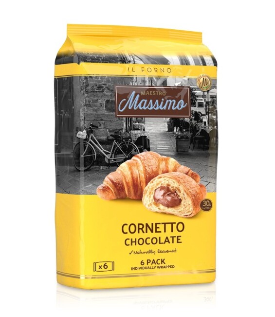 Cornetto Chocolate (Chocolate Croissant) 45 Grams - 6 Pieces (1 Box) - Maestro Massimo
