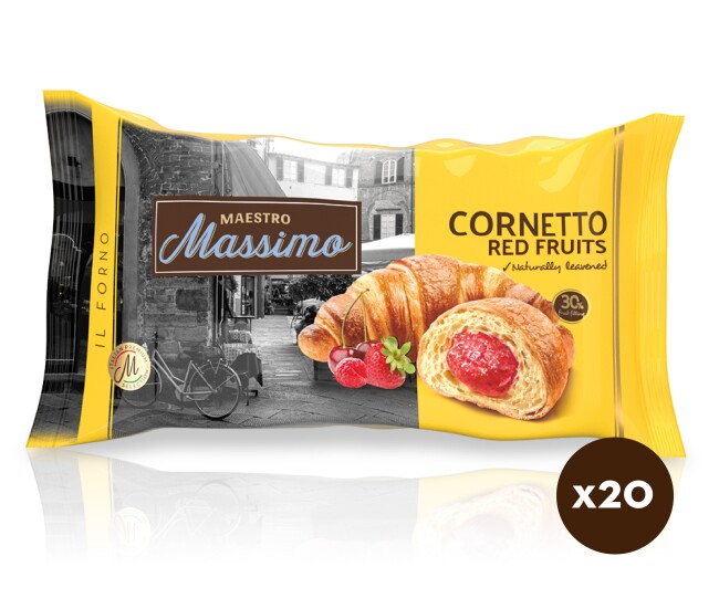 Cornetto Red Fruits (Red Berry Croissant) 45g 20 Pieces (1 Box) - Maestro Massimo