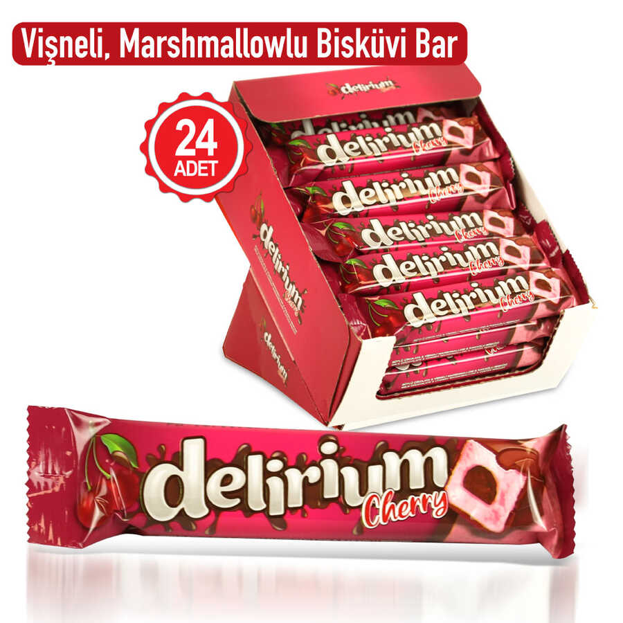 Delirium Sütlü Çikolatalı Marshmallowlu Vişneli Bar 28 Gr. 24 Adet (1 Delirium Sütlü Çikolatalı Marshmallowlu Vişneli Bar 28 Gr. 24 Adet (1