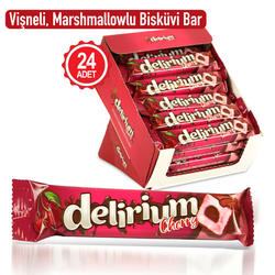 Delirium Sütlü Çikolatalı Marshmallowlu Vişneli Bar 28 Gr. 24 Adet (1 Kutu) - Thumbnail
