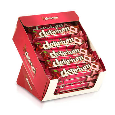 Delirium Sütlü Çikolatalı Marshmallowlu Vişneli Bar 28 Gr. 24 Adet (1 Kutu)