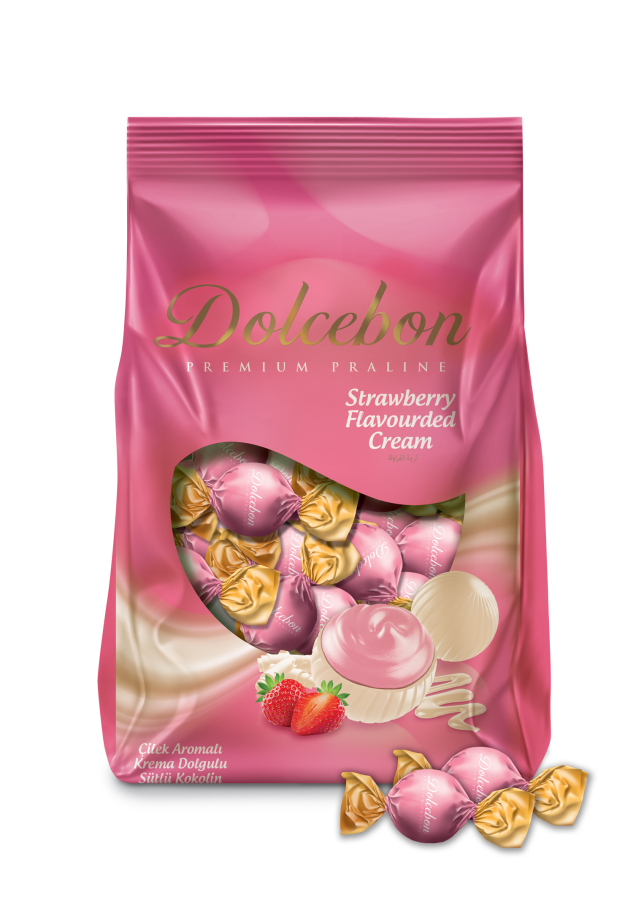 Dolcebon Çilek Aromalı Kremalı Praline 1000 Gr. (1 Paket) - 1