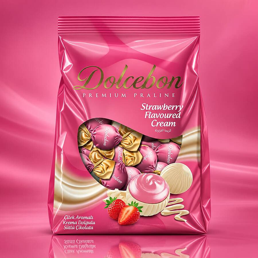 Dolcebon Çilek Aromalı Kremalı Praline 1000 Gr. (1 Paket) - 1