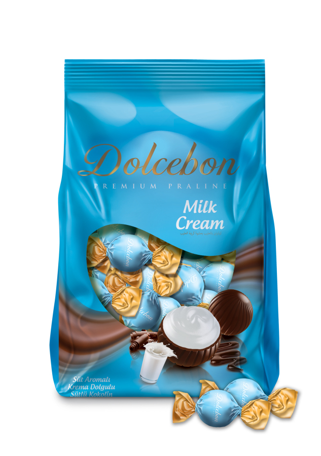 Dolcebon Süt Aromalı Krema Dolgulu Sütlü Praline 1000 GRX8 (1 Koli)
