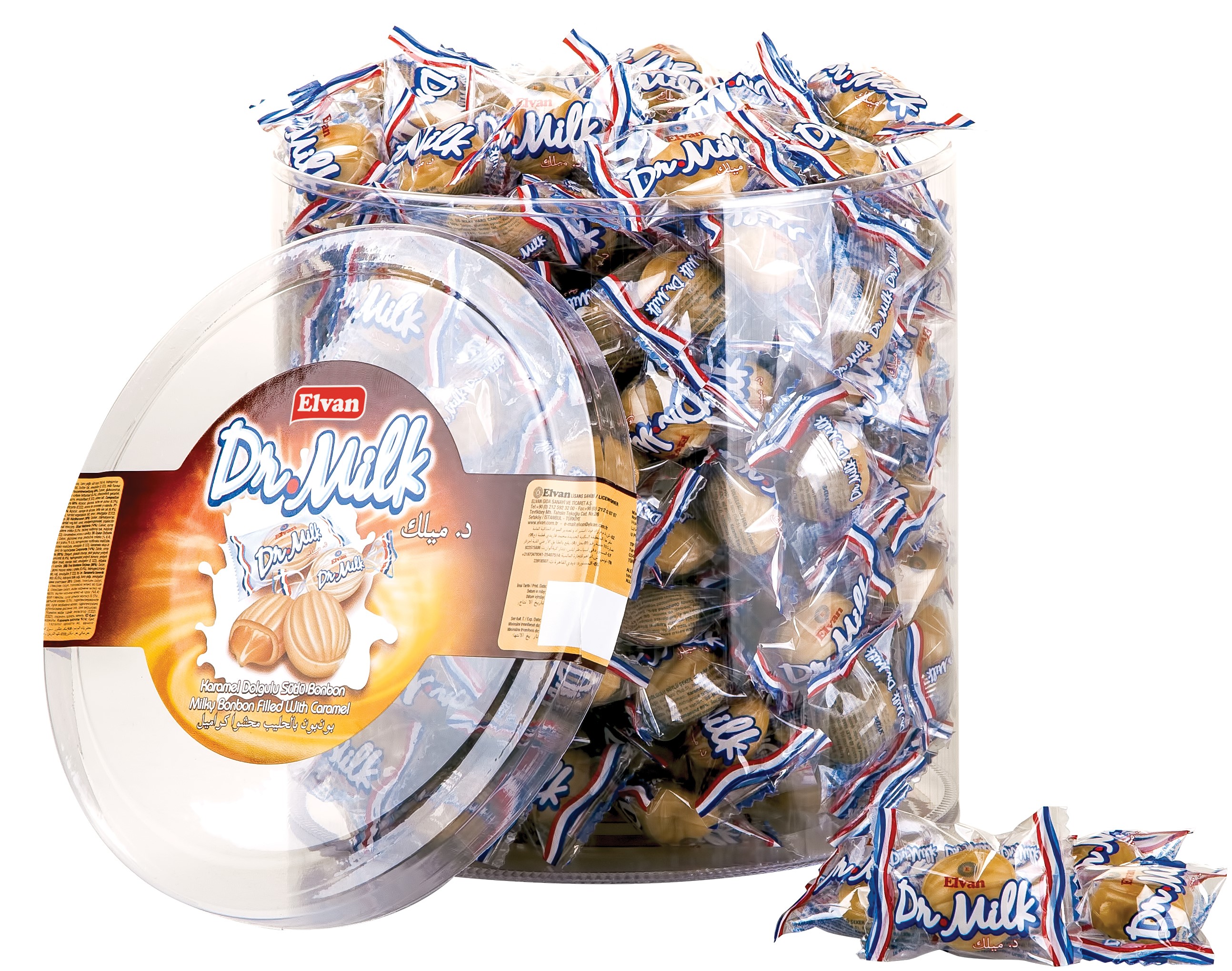 Dr. Milk Karamelli Şeker 1000 Gr. Silindir 8 Adet (1 Koli)