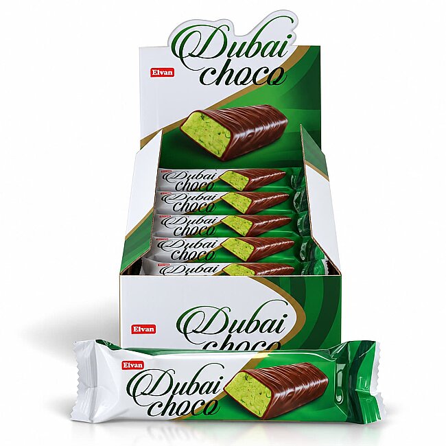 Dubai Choco Bar 40 Gr. 24 Adet (1 Kutu) - Elvan
