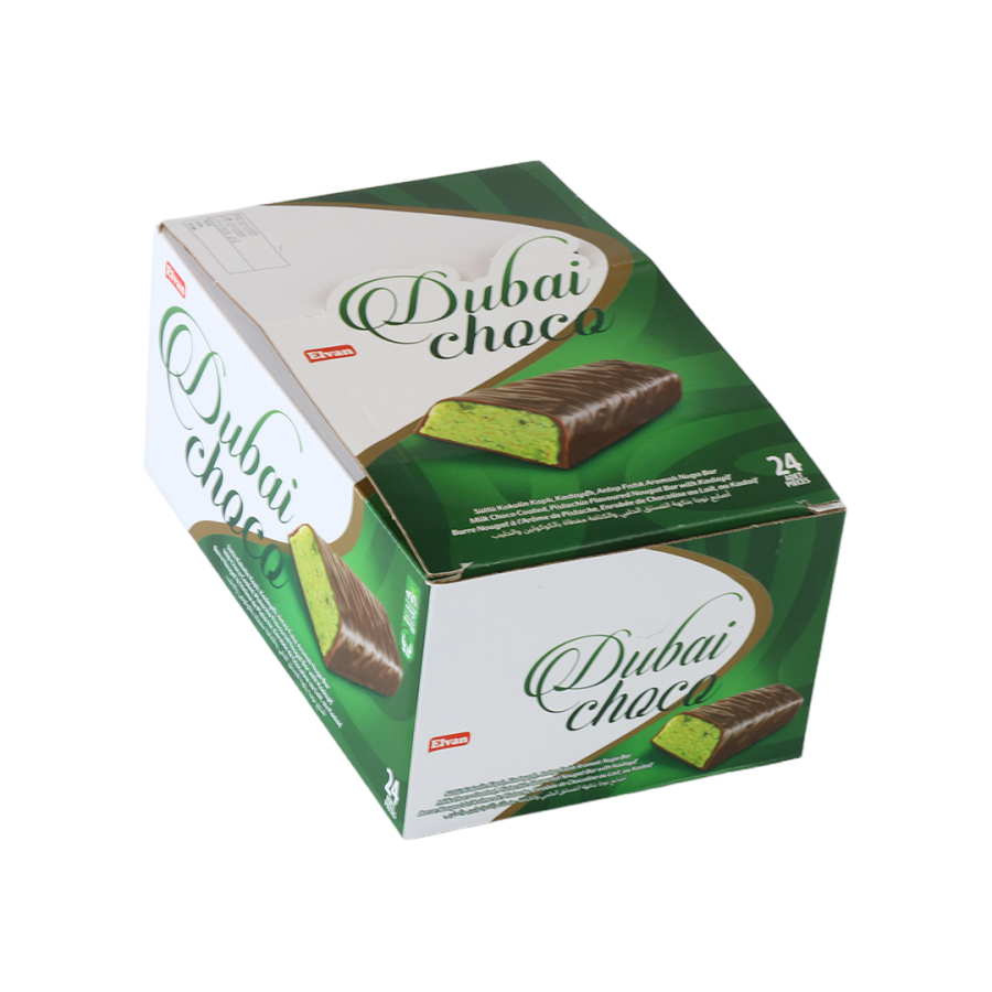 Dubai Choco Kadayif Pistachio Flavored Nougat Bar 40 Grams 24 Count (1 Box) - 4