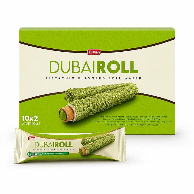 Elvan Dubai Roll Gofret 18 Gr. 10 Adet (1 Kutu) - Elvan