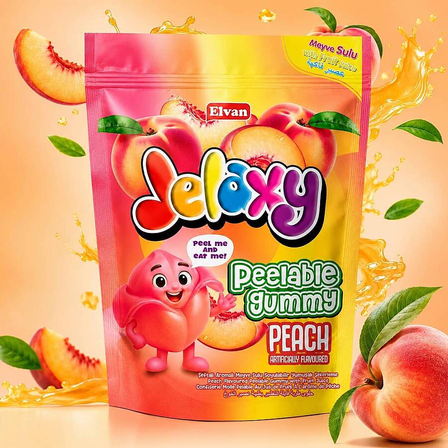 Jelaxy Peelable Şeftali Aromalı Soyulabilir Yumuşak Şekerleme 65 Gram 12 Adet (1 Kutu) - 3