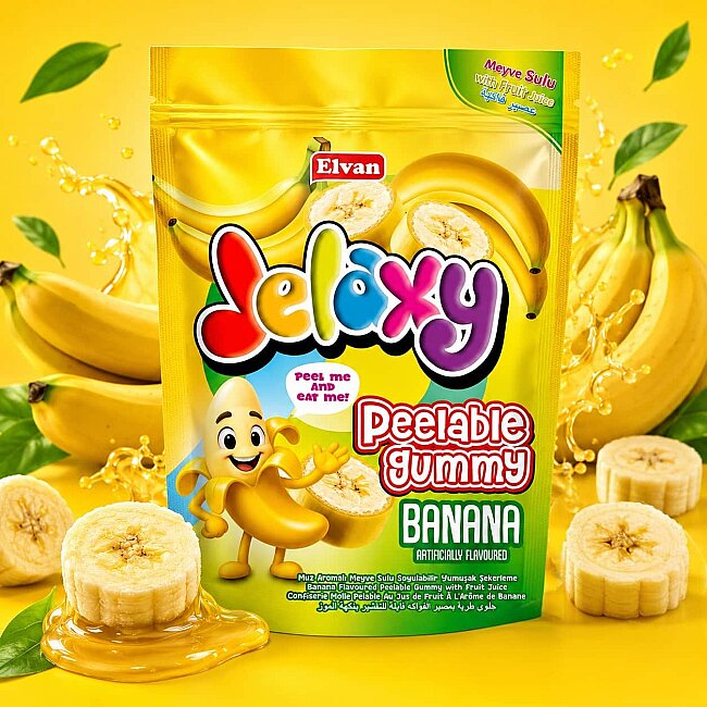 Jelaxy Peelable Muz Aromalı Soyulabilir Yumuşak Şekerleme 65 Gram 12 Adet (1 Kutu) - 3