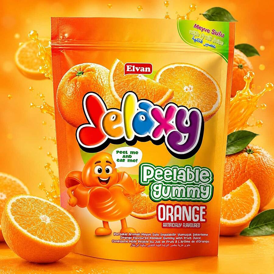 Jelaxy Peelable Portakal Aromalı Soyulabilir Yumuşak Şekerleme 65 Gram 12 Adet (1 Kutu) - 3