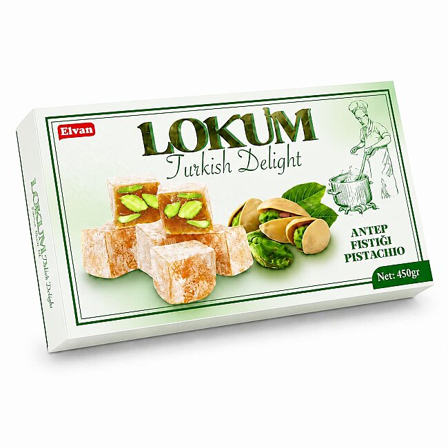 Elvan Antep Fıstıklı Lokum 450 Gr (1 Paket) - Elvan
