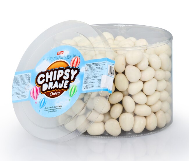 Elvan Bonbon Chipsy Beyaz Kaplamalı Bisküvi Draje 750 Gr. (1 Paket) - Elvan