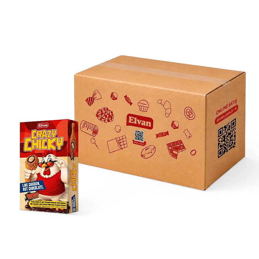 Elvan Crazy Chicky Çıtır Parçacık Kaplamalı Çikolata 57 GRX12X4 (1 Koli) - 2
