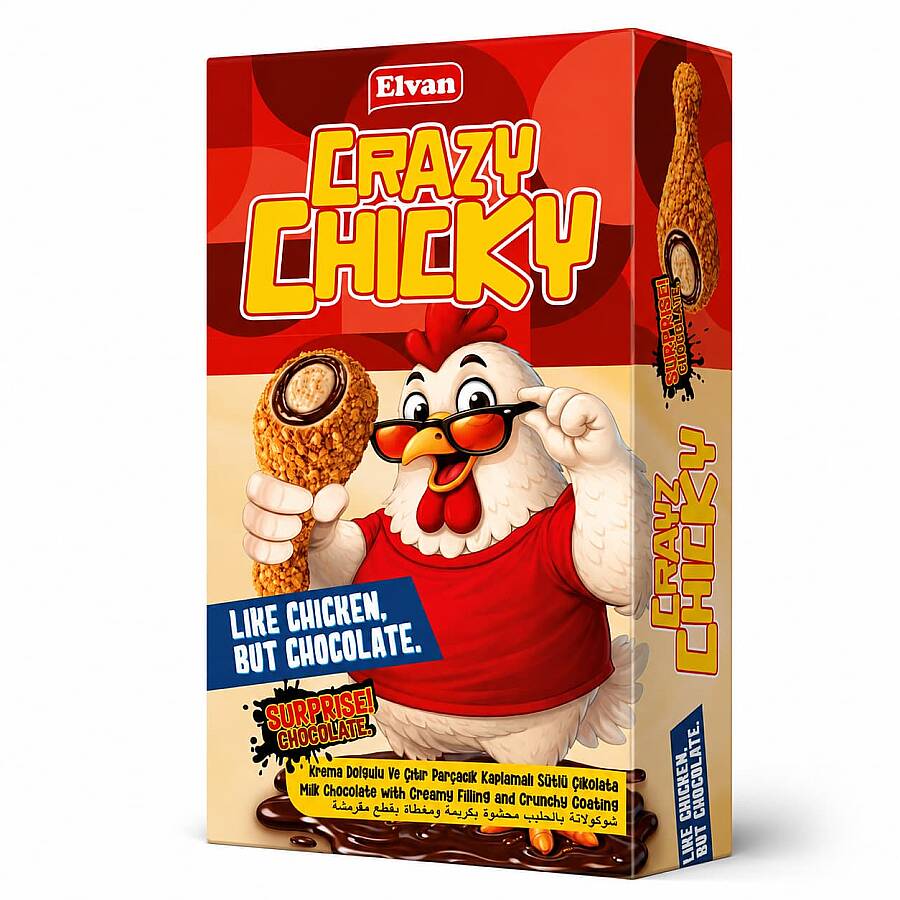 Elvan Crazy Chicky Tavuk Budu Şekilli Dolgulu Çikolata 57 Gr. (1 Paket) - 1