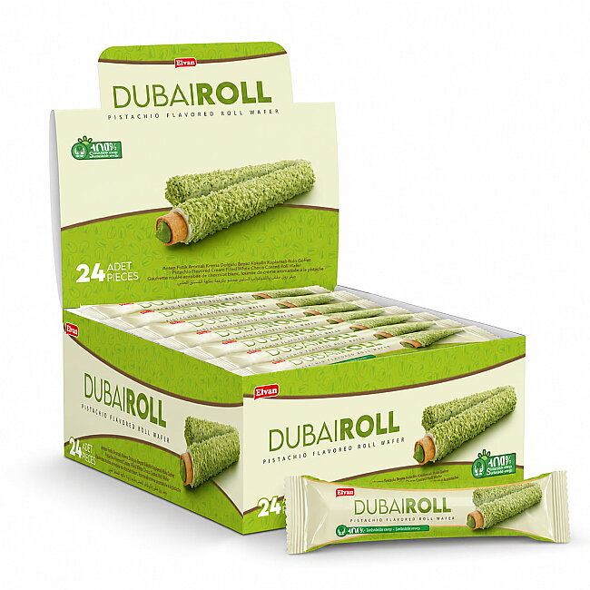 Elvan Dubai Roll Gofret 18 Gr. 24 Adet (1 Kutu) - Elvan