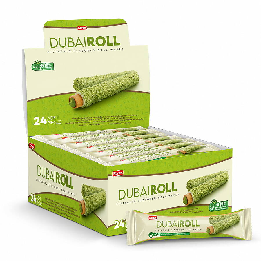 Elvan Dubai Roll Wafer 18 Grams 24 Pieces (1 Box) - 1