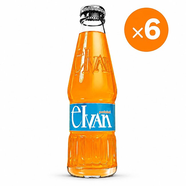 Elvan Gazoz Orange 250 ml 6-Pack Glass Bottle - Elvan