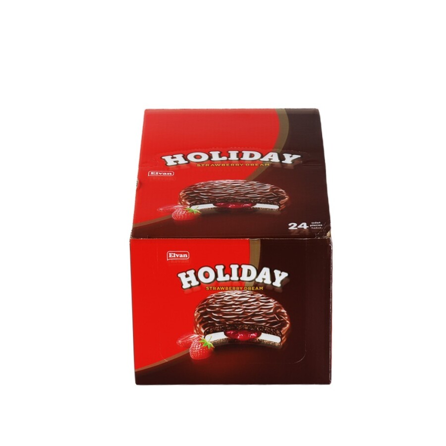 Elvan Holiday Çilekli Sandviç Bisküvi 30 Gr. 24 lü (1 Paket) - 6