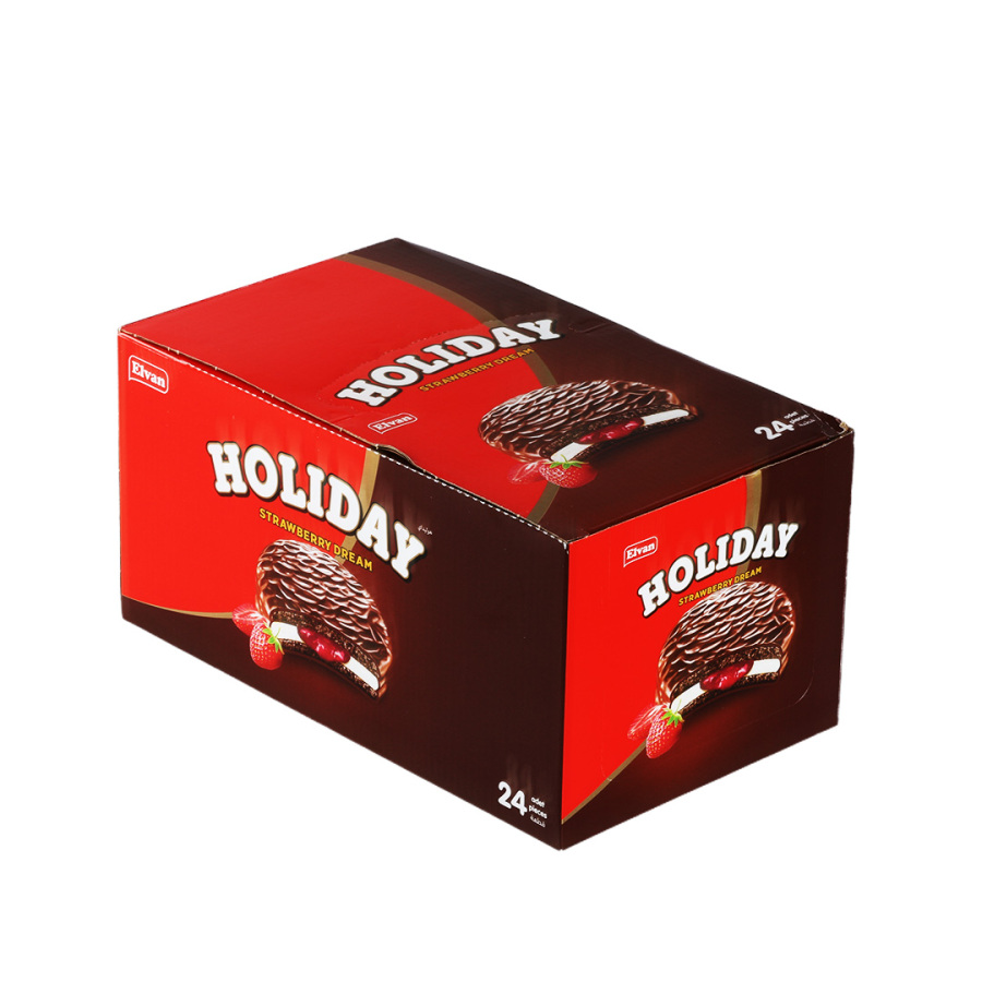 Elvan Holiday Çilekli Sandviç Bisküvi 30 Gr. 24 lü (1 Paket) - 5