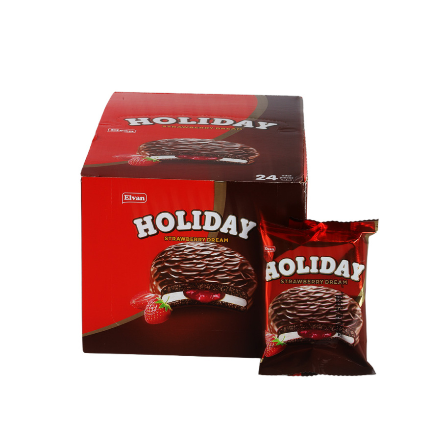 Elvan Holiday Çilekli Sandviç Bisküvi 30 Gr. 24 lü (1 Paket) - 4