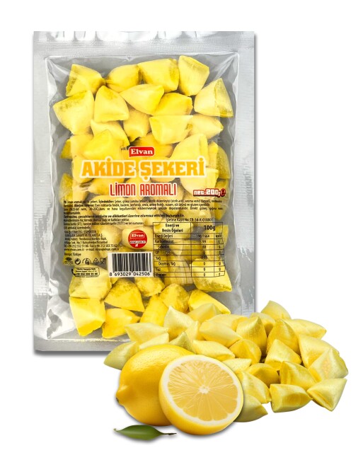 Elvan Limon Aromalı Akide Şekeri 200 Gr. (1 Paket) - 1