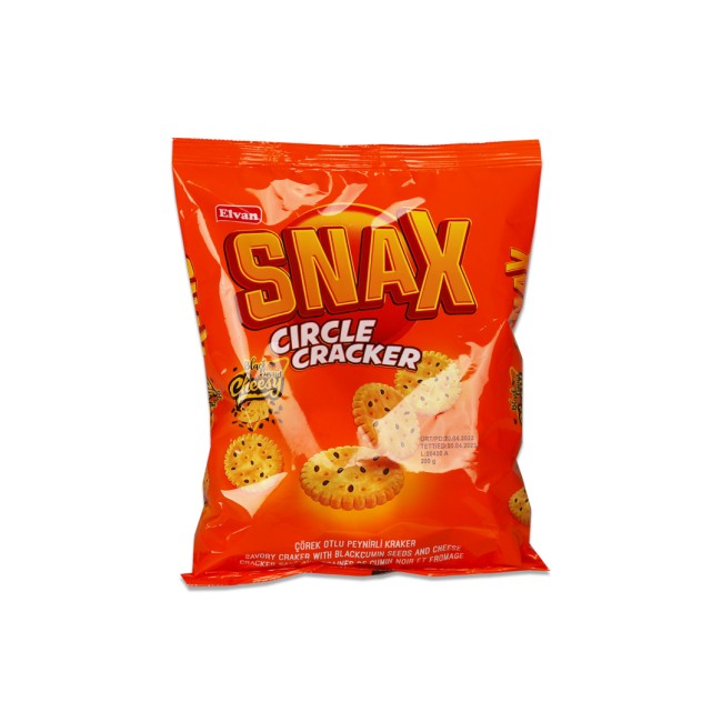 Elvan Snax Round Crackers with Nigella Cheese 200 Gram (1 Pack) - Elvan