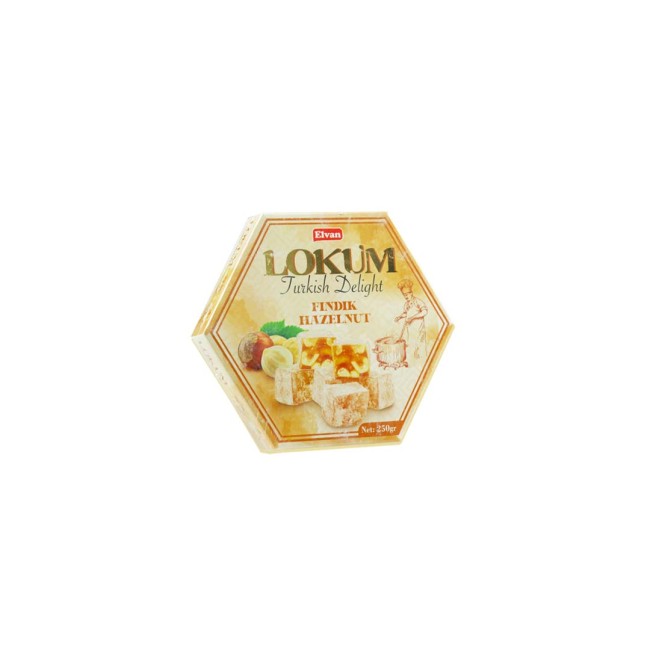 Elvan Hazelnut Turkish Delight 250 Gr (1 Pack) - Elvan