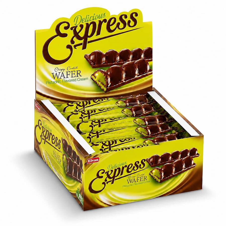 Express Antep Fıstık Aromalı Dolgulu Gofret 30 Gr. 24 Adet (1 Kutu) - 1
