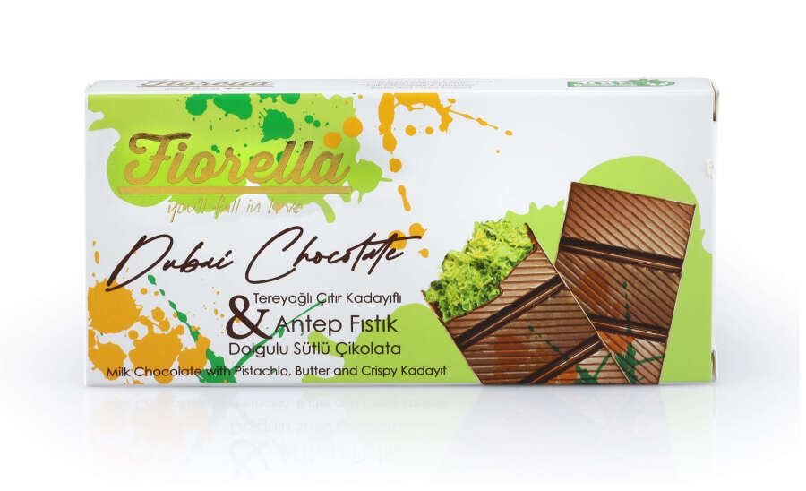 Fiorella Buttered Crispy Kadayif and Pistachio Filled Milk Chocolate 200 Grams (1 Pack) - 1