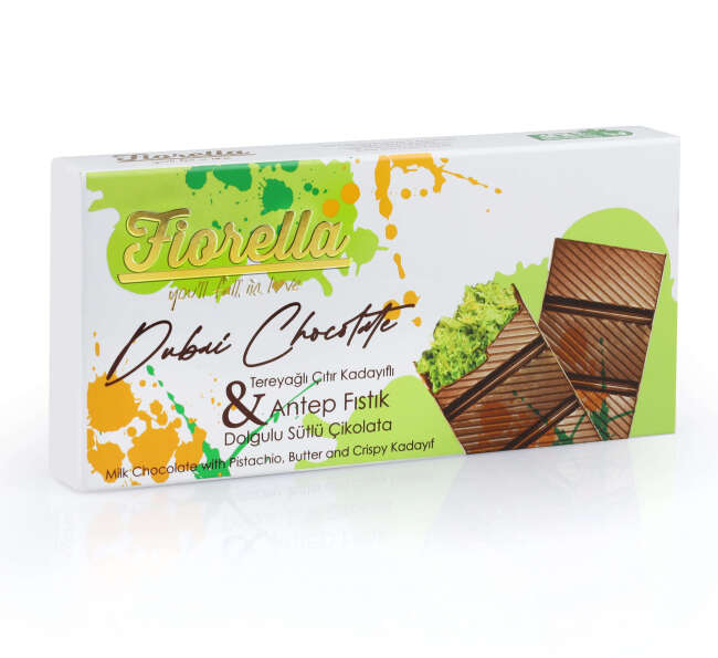 Fiorella Buttered Crispy Kadayif and Pistachio Filled Milk Chocolate 200 Grams (1 Pack) - 2