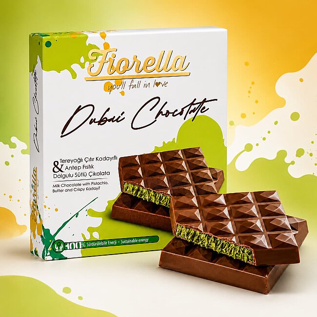 Fiorella Buttery Crunch Kadayıf and Pistachio Filled Milk Chocolate 60g (1 Pack) - 3