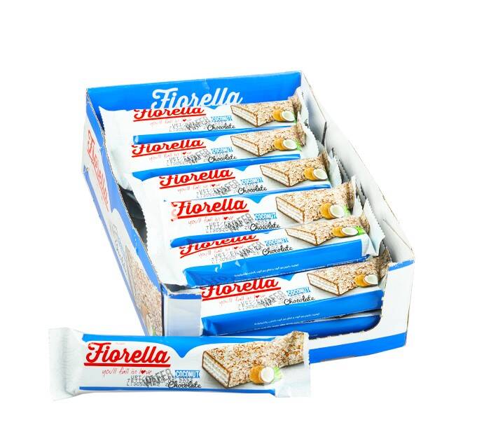 Fiorella Chocolate Coated Coconut Wafer 26 Grams 24 Pieces (1 Box) - 1